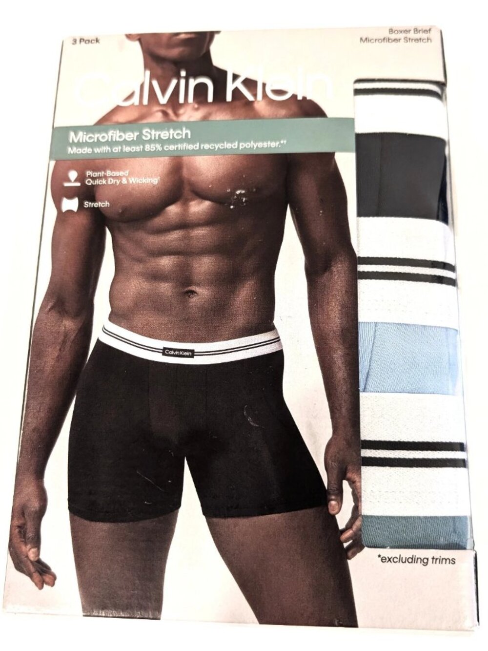 Calvin Klein Mens 3 Pack Microfiber Stretch Boxer Briefs Blue Black XL 40-42 New